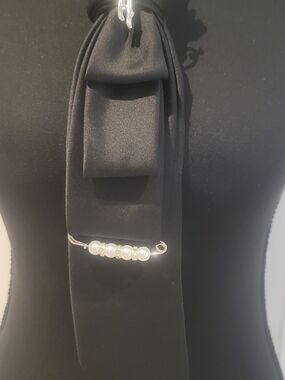 JosABank Black Tie with Pearl Accents
